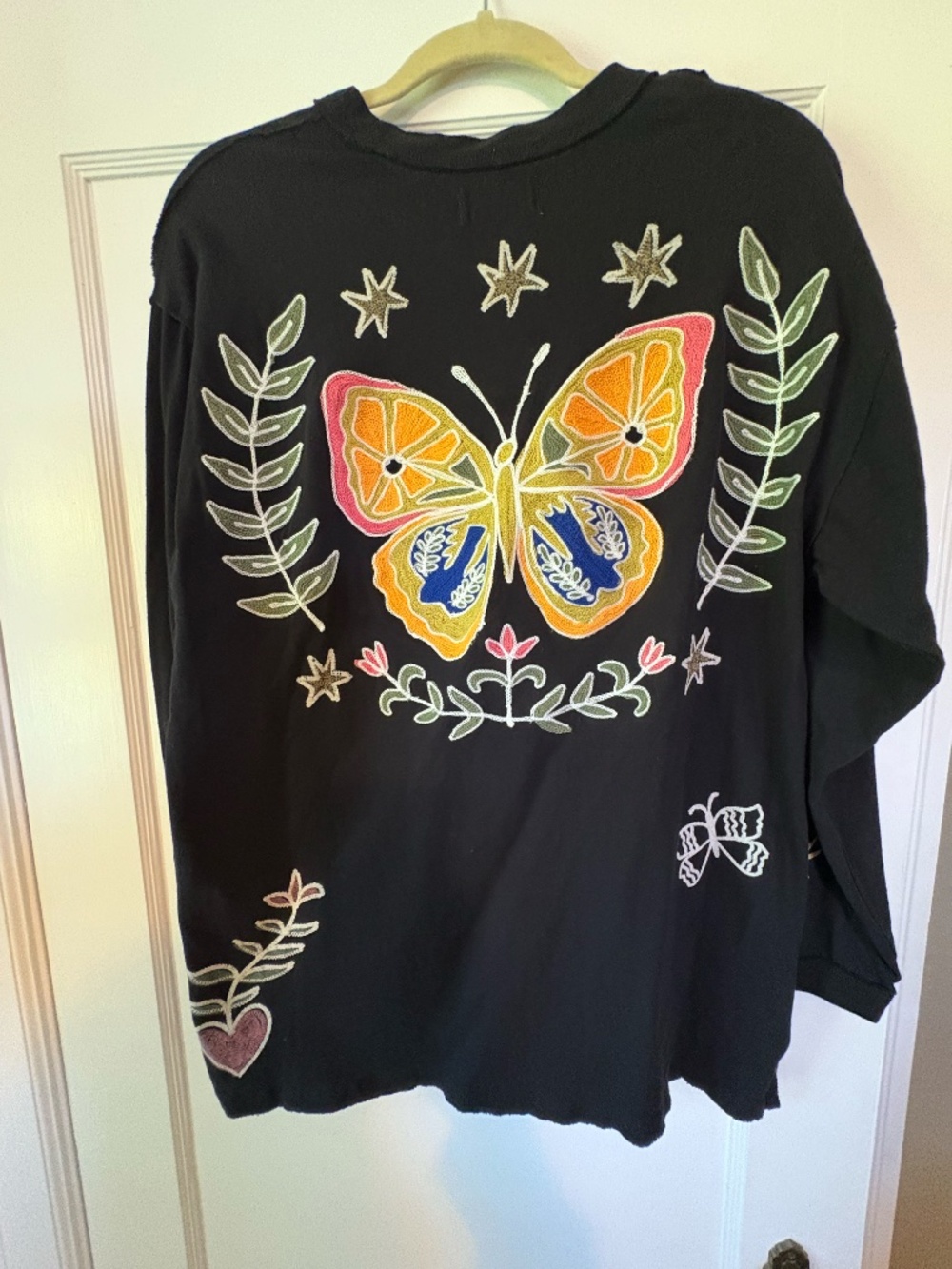 Free People Embroidered Butterfly Long Sleeve size small - Picture 4 of 5